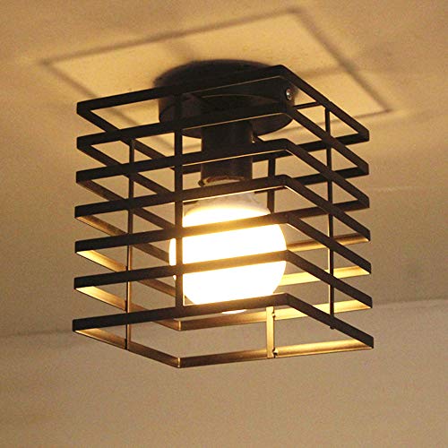 iDEGU Vintage Plafonnier Industriel en Métal Cage Hexagone Suspensions Lustres Abat-Jour Géométrique Design Luminaire E27 Lampe de Plafond pour Chambre...