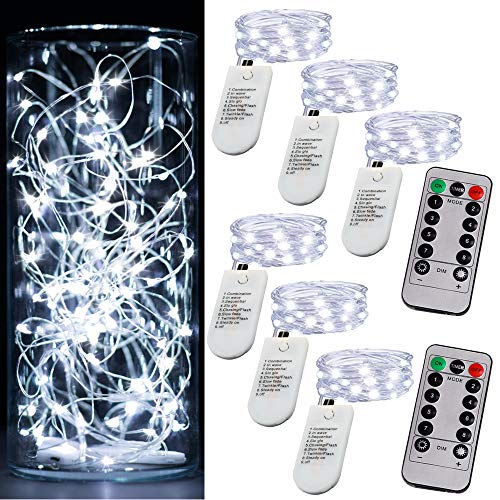 6 Pack Fairy Lights Battery Operated Mini String Lights with Timer 2PCS Remote 6.5ft 20LED Cool...