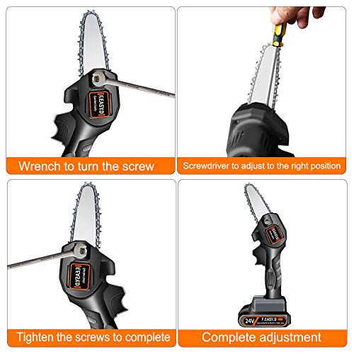 Anzid Chainsaw Cordless Electric Mini 4-Inch - Chainsaw Cordless with Battery and Charger, Pruning Shears Chainsaw for Courtyard Tree Branch Wood Cutting (black-24v)