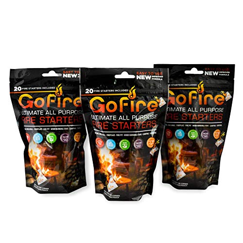 GOFIRE: Ultimate All Purpose Fire Starter- Non-Toxic, Earth-Friendly, Portable, Weather-Proof Fire Starter for Camping, Hiking, Backpacking, Fireplaces, Wood Stoves and More! 60 Fire Starters