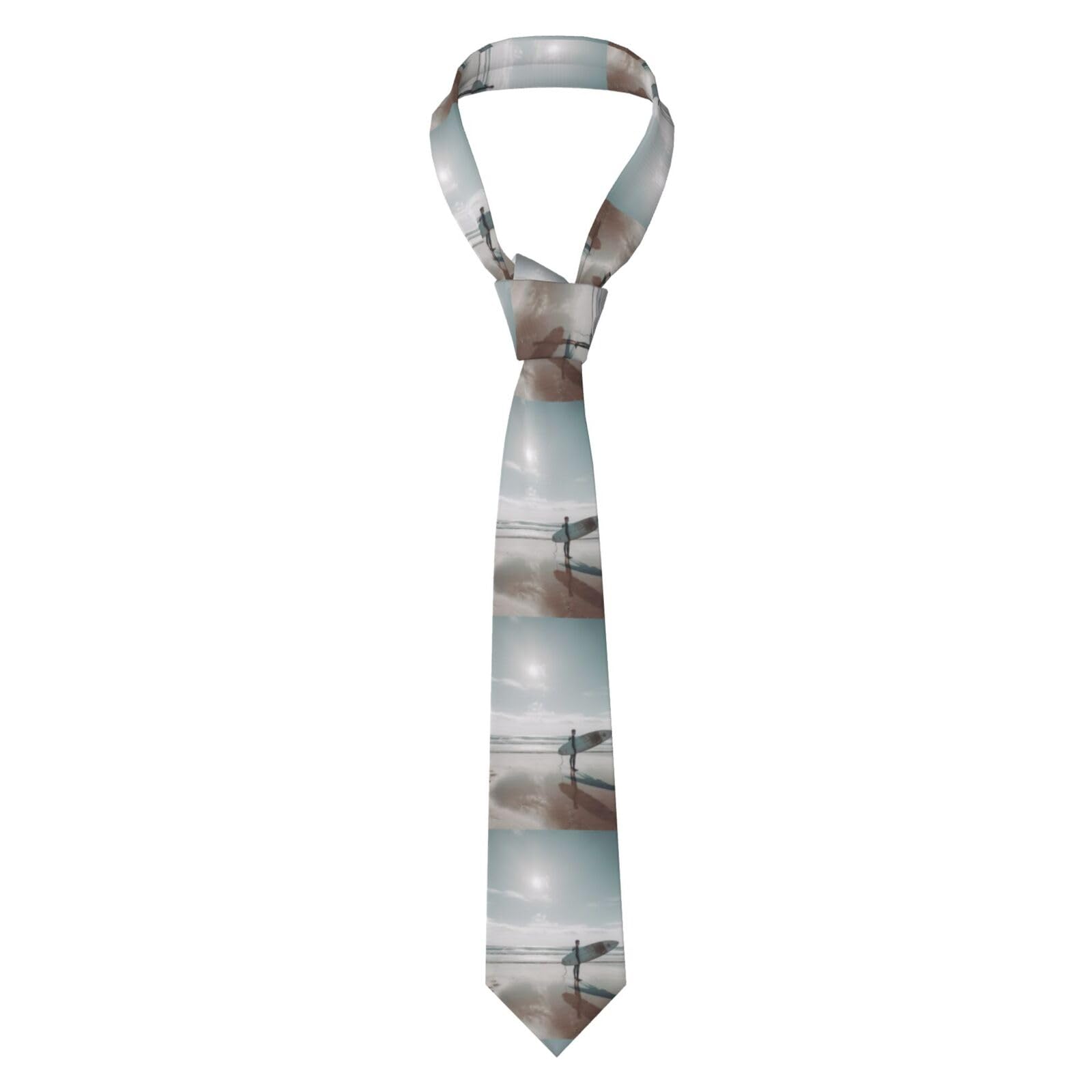 IFHSIGoe Holding a Surfboard Corbatas para hombre, corbata clásica para el cuello, corbata de seda, corbata formal de negocios, boda, corbata de moda, Como se muestra en la imagen, Taille unique