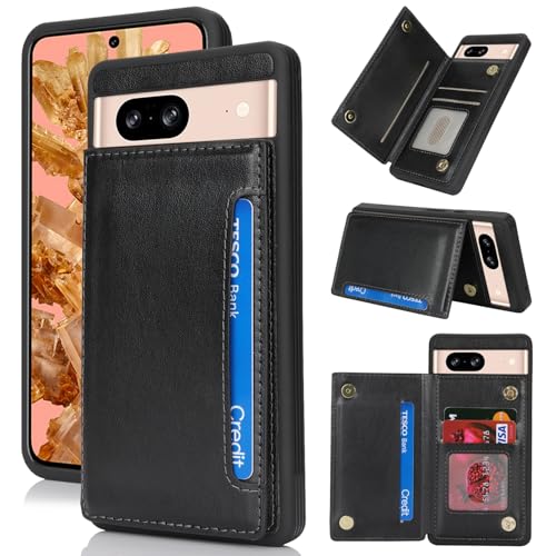 iCoverCase Compatible with Google Pixel 8 Case with Card Holder Wallet Phone Case for Women Men [RFID Blocking] PU Leather Protective Wallet Case for Pixel 8 (Black)