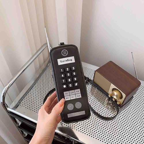 Women's Telephone Shaped Shoulder Bag, PU Leather Printed Digital Cell Phone Crossbody Purse, Funny Simulation Storage Tote2