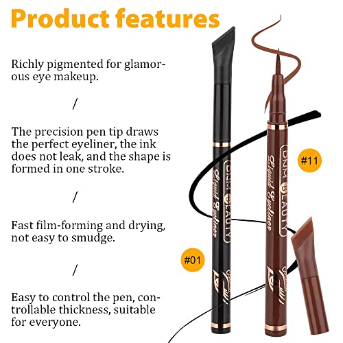 Kaely 2Pcs Black Brown Liquid Wing Eyeliner Stamp Eye Pencil Makeup Sets Waterproof Color Eye Liners Stamps Eyeliner Stencils For Eyes Delineador De Ojos Contra El Agua Maquillaje Para Mujer 1&11 #TOP1