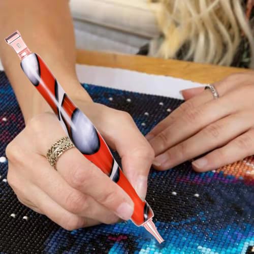 Image of Praise V Do Diamond Painting Art Drill Bead Dot Pick Pen Kit with Screw Stainless Steel Rose Metal Tip Nib Placer Roller Tool Accessories Ergonomic Stylus for 7D Diamond Paint Nail Art Red