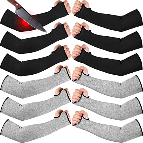 JaGely 6 Pairs Level 5 Cut Resistant Sleeves with Thumb...