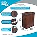 BirdRock Home Double Laundry Hamper with Lid and Cloth Liner | Bamboo | Espresso | Easily Transport Laundry Basket | 2 Section Collapsible Hamper | String Handles