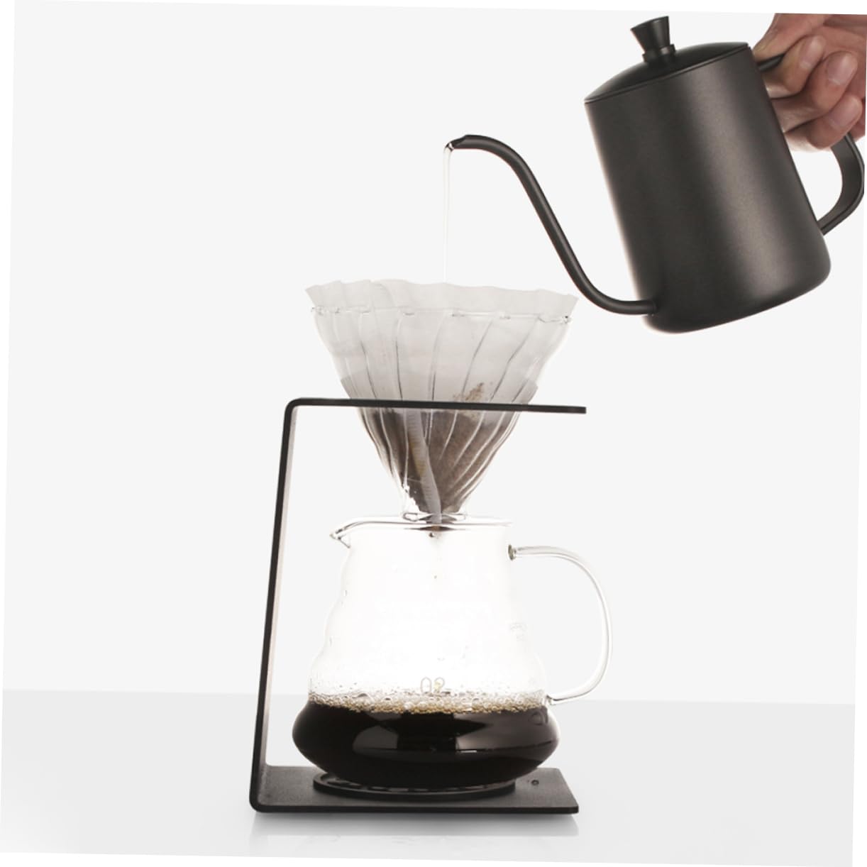 Uonlytech rejilla para filtro de café metal soporte de filtro de café manual soporte metálico Nepresso medium light Fácil portavasos de filtro reloj de arena posavasos Maquina de cafe gotero