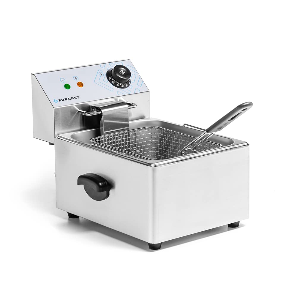Freidora de Acero Inoxidable | Capacidad 8 litros | Nivel de Calor Ajustable | Freidora Eléctrica Combinada | para Pubs, Bares, Restaurantes | Freidora de Mesa