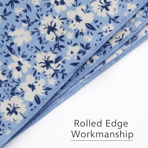 Image of Floral Pocket Squares for Men with Holder Printed Flower Mens Handkerchief Cotton Suit Pocket Hanky for Wedding