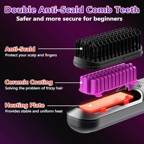 Cordless Negative Ion Hair Straightener Brush - Image 2