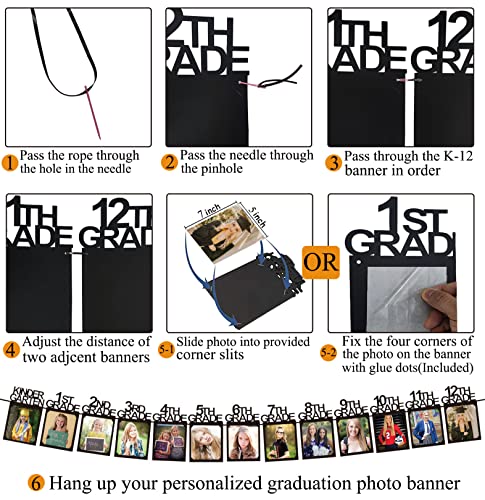 Image of Graduation Decorations 2026 5x7 Photo Banner for Class of 2026 2027 Decorations K-12 Picture Banner for Senior High School Decor Graduation Party Supplies TD114