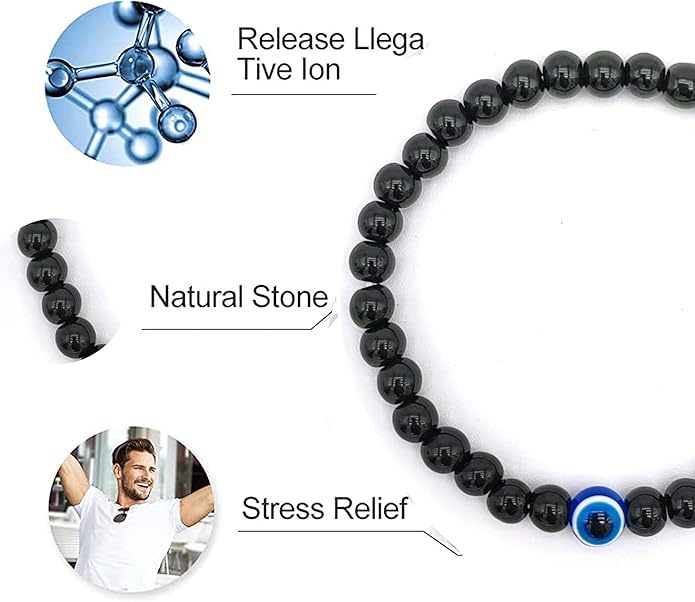 Pulsera Ajustable de Protección Ojo Turco con Cuentas Negras 6mm miniatura 2