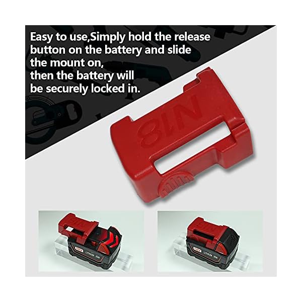 5 Stück Werkzeug Batteriehalter für Milwaukee Li-Ion Akku, Akku Dock Cover Gürtelclip Akku Aufbewahrungsorganizer… – Bild 6