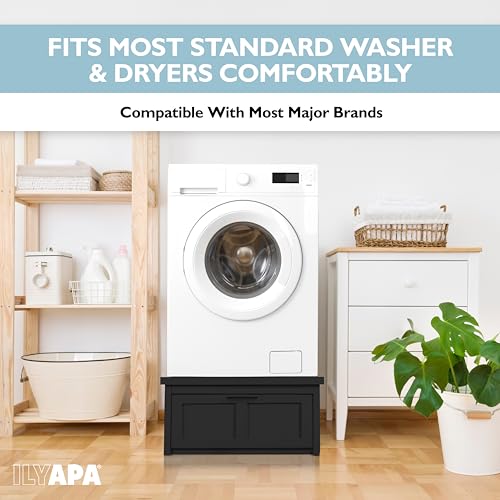 Ilyapa Washer and Dryer Stand - 28x28x16 in. Universal Laundry Pedestal, with Drawer and Anti Vibration Pads - 400 lb Weight Capacity Washing Machine Base Compatible with Samsung, LG, GE, Maytag by Ilyapa - Image 7
