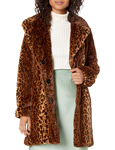 kensie Women's Faux Fur Reversible Coat, Leopard, M