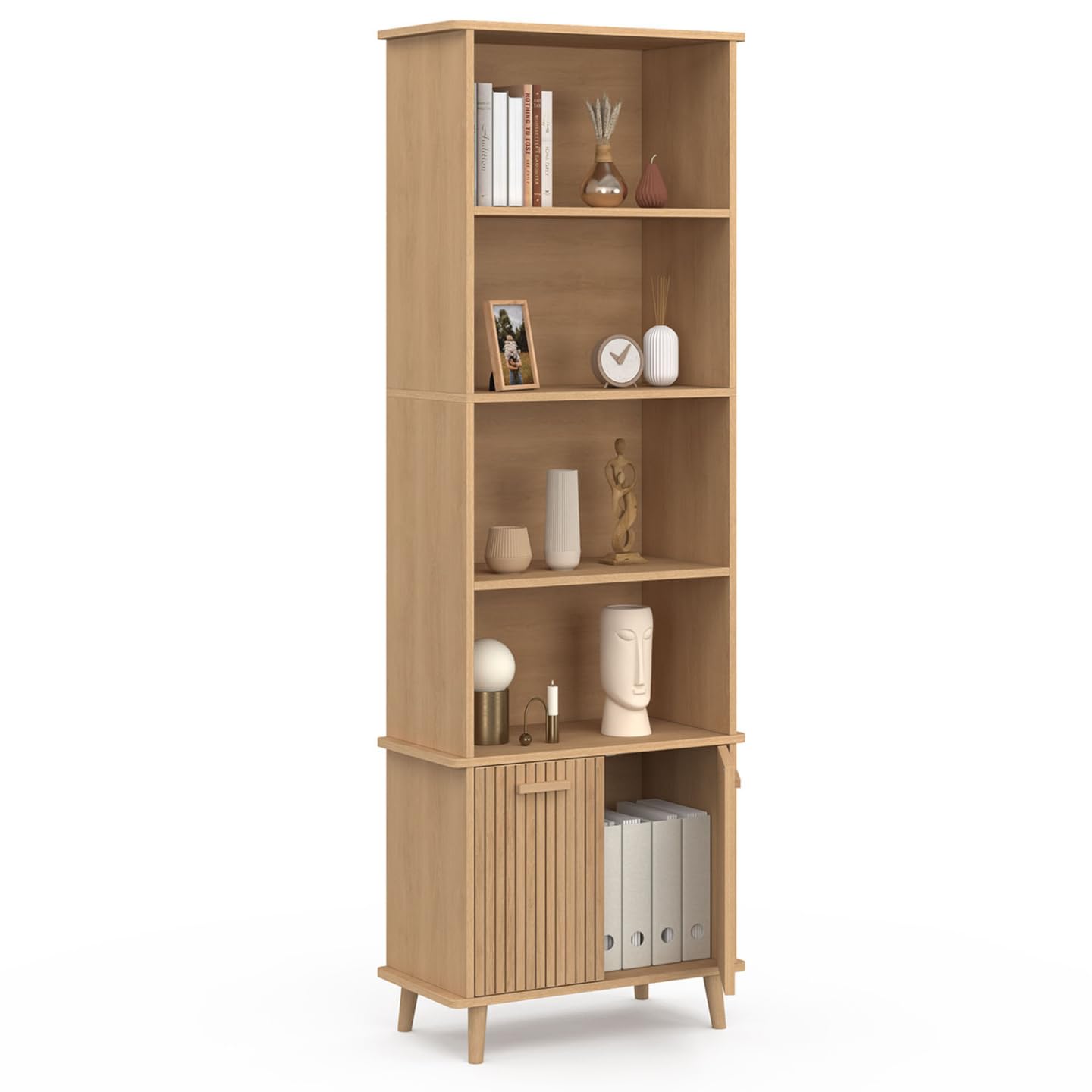 IDMarket - Etagère bibliothèque 4 Niveaux Juliette Effet Lattes tasseau