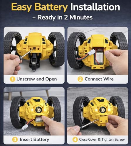 Image of Remote Control Racing Car for Kids | Mini RC Drift with LED Lights | 3 Mode Smart RC - Remote Control, Follow & Escape Mode (3+ Years) (Black Bouncing Car)