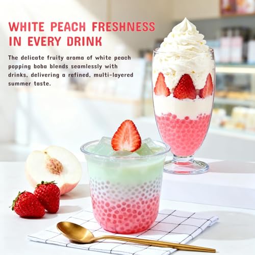 Image of Soeos Peach Popping Boba, 550g(1.2 lbs), Boba Pearls for Bubble Tea