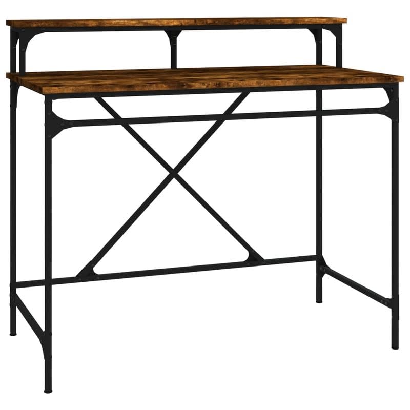 Eleganz Escritorio de oficina de madera y hierro, 100 x 50 x 90 cm, duradero y elegante, para lugares de trabajo modernos