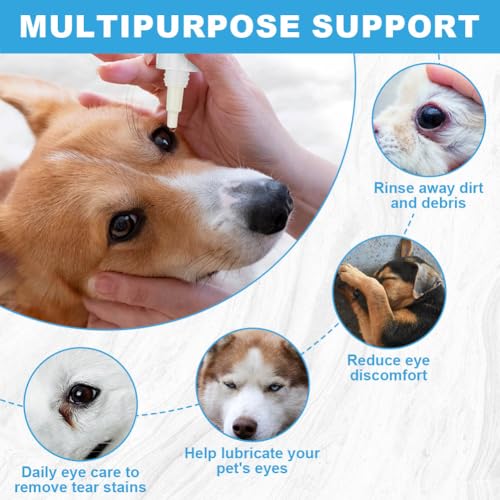 Aomig Augentropfen für Hund Katze 50ML Augenpflege für Haustiere 100% Natürliche Augenspray Hunde & Katzen für Reinigung von Augenausfluss, Entfernung von Fremdkörpern, Tränenflecken und Entzündung(A)