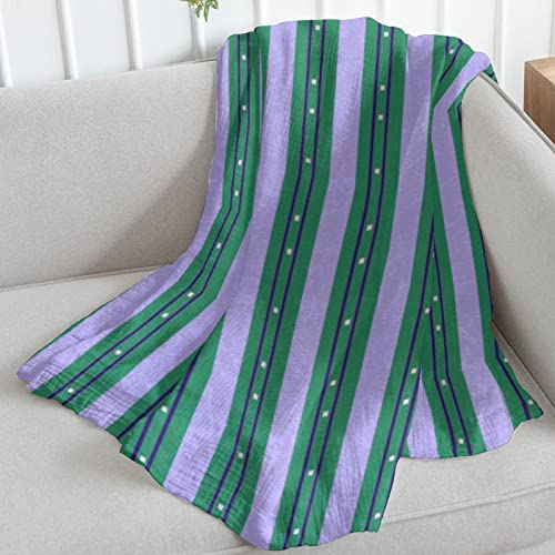 Couvre-lit doux TBOUOBT couverture moelleuse à bandes vert violet
