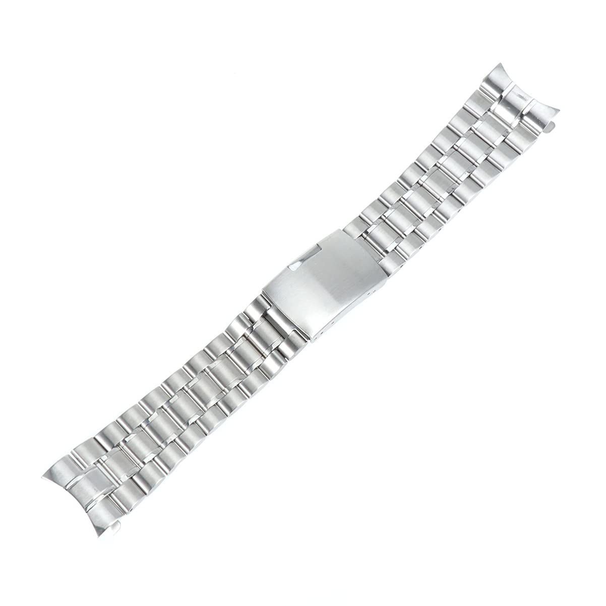 SOLUSTRESOLUSTRE 24mm Stainless Steel Bracelet Watch Band Strap Curved End Links (Silver)