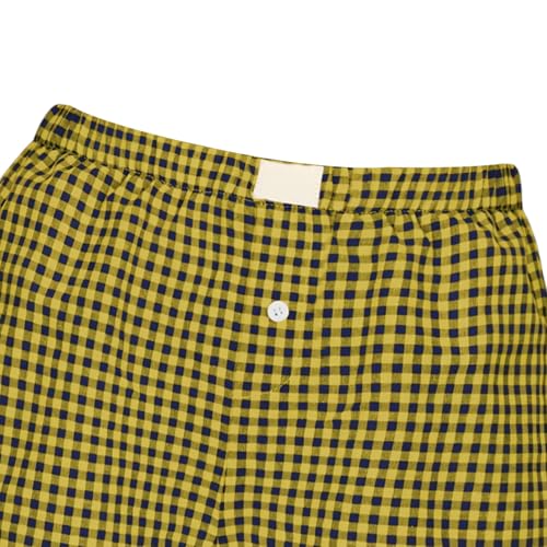 Image of Womens Y2k Plaid Shorts Women Cute Lounge Pajama Sleep Comfy & Casual Gingham PJ Boxer Shorts Yellow-blue 4XL