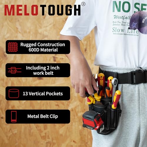 Image of MELOTOUGH Pocket Tool Belt Pouch-Small Tool Pouch with Quick Release Belt Clip,Clip on Larger Pockets & Loop, Clip on-Tool Holder Accessory
