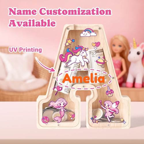 Image of Personalized Letter Piggy Bank for Kids Girls