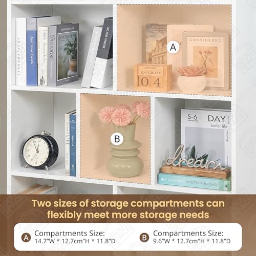 Image of ABOUT SPACE Tall Book Shelf for Home - 10 Shelves with Bottom Closed Compartment Engineered Wood Book Rack for Study Room Book Organizer Stand for Library, Living Room(L80 x B30.5 x H181.5cm -White)