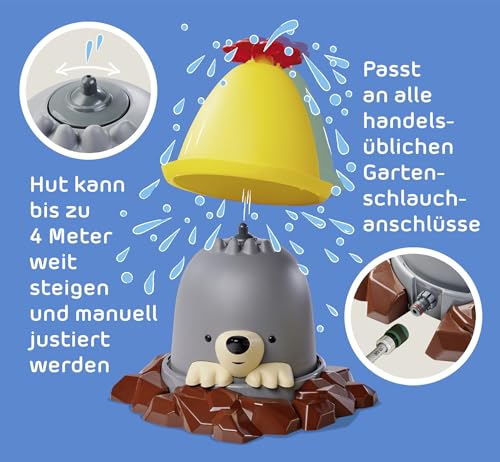 AquaPlay Moli Wasserspielzeug - Maulwurf-Wassersprinkler für Kinder, Wasserfontäne bis zu 4 Meter, witziges Wasserspiel für den Garten ab 2 Jahre, 39 x 39 x 33 cm