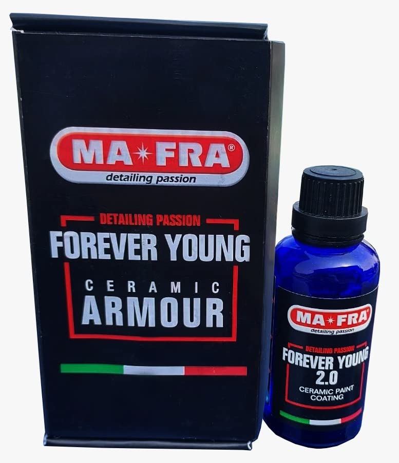 MAFRA Forever Young 2.0 (Up to 3 years) Ceramic Armour Coating for Car's Paint Surface, Self Cleaning Capability, UV Protection, Extreme Brightness, PFAS Free Coating, 3D Gloss, Water