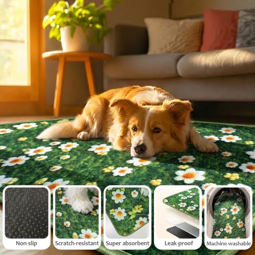 Image of Washable Pee Pads for Dogs 24 inchx72 inch 2 Pack Reusable Puppy Potty Pad | Super Absorbent Waterproof NonSlip LeakProof Crate&Playpen Floor Mat for Cats, Rabbits, Guinea Pigs, Whelping & Housebreaking
