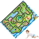 GWEOR Tapis de Jeu Enfant 50x80cm, Tapis Circuit Voiture avec Motif Mer et Ville, Tapis Enfant Éducatif pour Chambre et Salle de Jeux, Décoration Originale