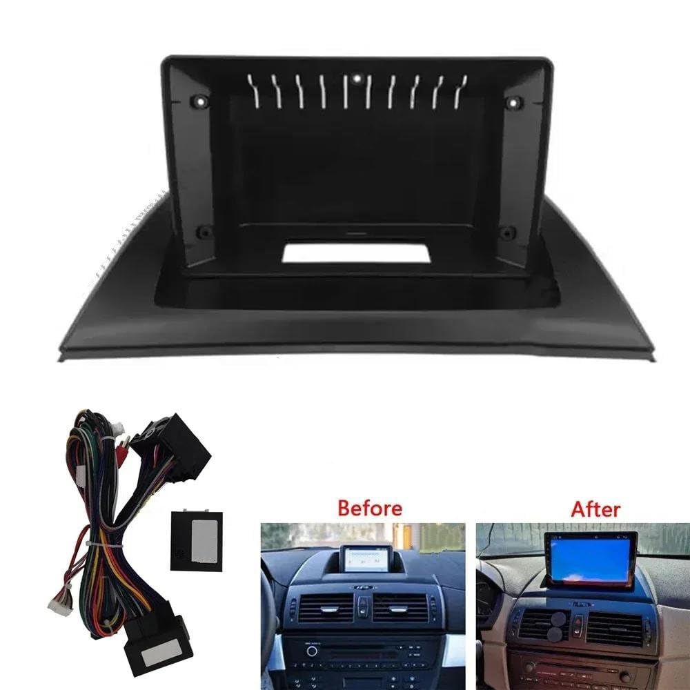 Façade de Panneau de Voiture 9 Pouces, pour Lecteur MP5, pour Installation sur Tableau de Bord, pour Cache autoradio 2 DIN, pour X3 E83 2006-2010 (Cadre)