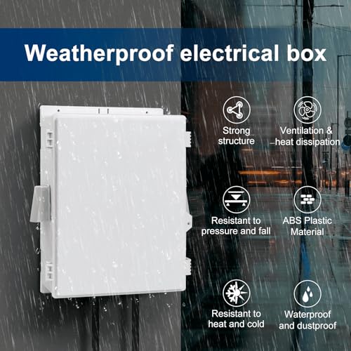 Image of Namunanee Outdoor Electrical Box with Thermostat and Fan, ABS Water Resistant Enclosure with Internal Mounting Panel & Hinged Cover, 18.1 inch H* 12.6 inch L* 6.3 inch W, Plug & Play.