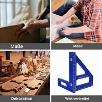 3D-Multiwinkel-Messlineal, 45°/90° Aluminiumlegierung Holzbearbeitungsquadrat Winkelmesser, Zeichenlineal, Präzisions-Layout-Messwerkzeug für Holzbearbeitung, Ingenieurwesen und Bau (Blau) – Ansicht 5