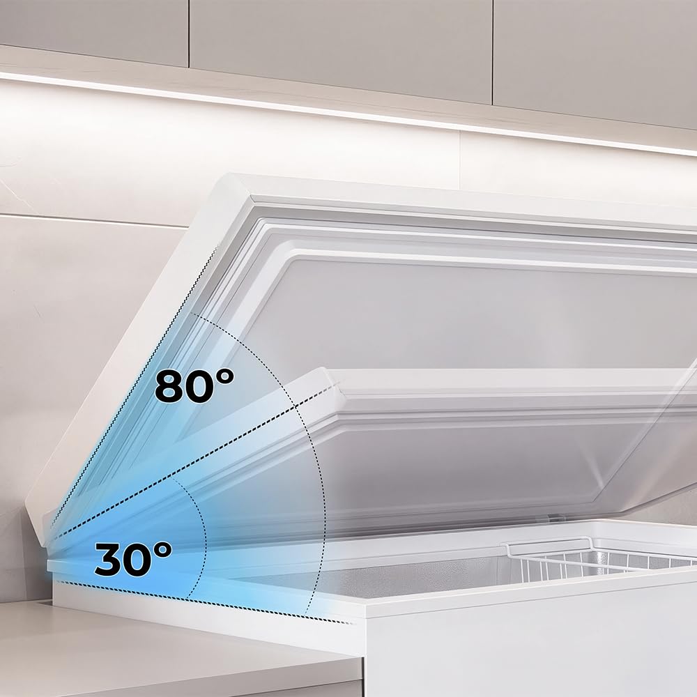 Cecotec Congélateur Coffre 198L Bolero CoolMarket Chest 198M Blanc Panier Poignées Contrôle Mécanique LED UltraContact D-Cool Double Fonction Porte ZeroG Congélation Rapide