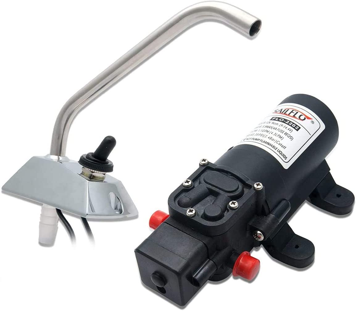 Pompe à eau 12 V 72W auto-amorçante galère pompes électriques haute pression robinet de rotation/robinet Avec tuyau 2M pour bateau RV/caravane camping-car
