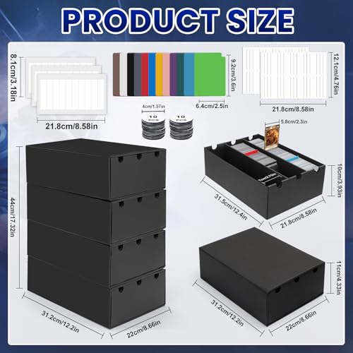 AOBOPLE Karten Box für 12000+ Trading Card,Sammelkarten-Aufbewahrungsbox mit 48 Kartenteiler,Etiketten Klebeband und Schubladen,Sammelkarten Box Trading Card Box für TCG,MTG,PTCG,Sports Karten