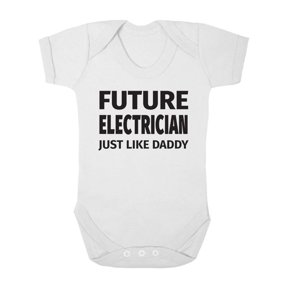 Shopagift Future Electrician Just Like Daddy Cute Boys and Girls Baby Vest Bodysuit (White, 3-6 Months)