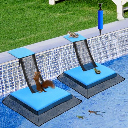 Pool Animal Saving Escape Ramp, Frog Saver for Swimming Pool Critter, Rescue for Frog, Toads, Lizards, Ducks, Snakes, Squirrel, Chipmunk, Mice, Reduces Pool Maintenance Accessories, (2 PCS Blue)
