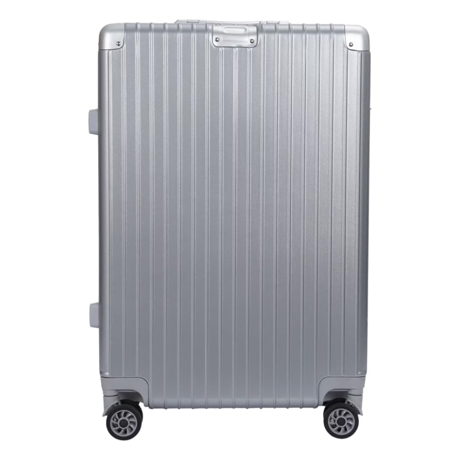 Line Design Trunk Hard Type Luggage - Silver