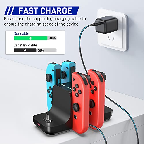 Rhotall 6-in-1 Charger Dock for Nintendo Switch, OLED, Lite with LED Indicator
