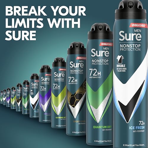 Sure Men Nonstop Invisible Ice Fresh Anti-perspirant Deodorant Aerosol leaves no white marks or yellow stains on clothes 72h protection anti-perspirant deodorant spray 6x 250 ml - Image 4