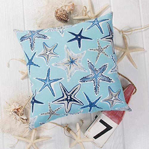ZUEXT Aqua Starfish Nautical Throw Pillow Covers 20x20 Inch Set of 2, Double Sided Cotton Linen Polyester Ocean Sea Life Starstruck Outdoor Coastal Boat Pillowcase for Sofa Beachy Pirate Home Decor ¡ - Image 4
