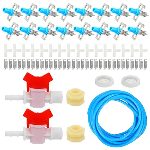 Automatic Rabbit Watering Kit - Including 5/16 Hose 16 PCS Nipple Drinkers Barb Fittings to G1/2 Thread Connectors T-Fittings Springs and Gaskets Automatic Rabbit Watering System