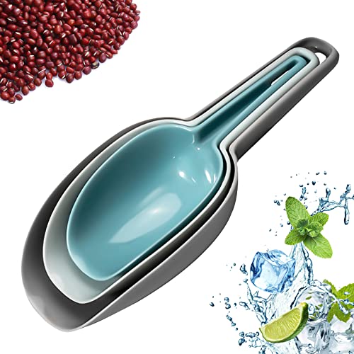 Ankier Plastic Ice Scoop,3 Pcs Food Scoops Set,Multifunction Food-Grade Scoop for Kitchen Bar Popcorn Flour Candy Coffee Beans Sweet Feed Pet Dog Scooper Shovel Storage Container Scoops, (001)