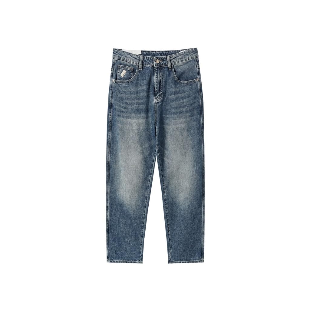 JSEIAJB Small Straight Tube Washed Jeans Mid Rise Mens 30 Blue